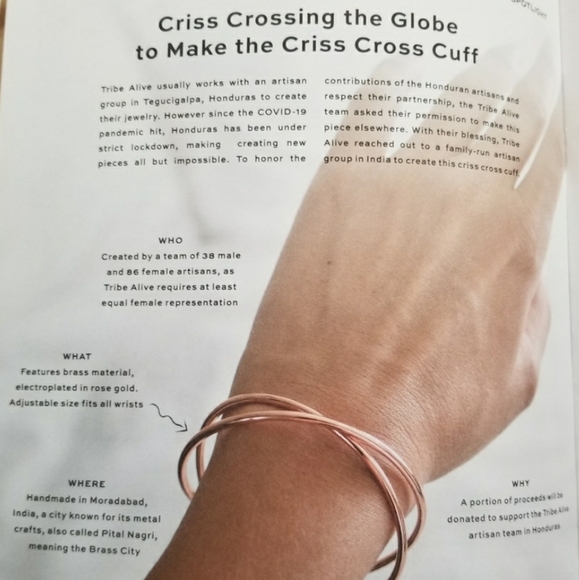 Tribe Alive Rose Gold Criss Cross Cuff - Picture 3 of 4